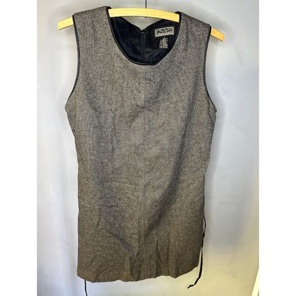⚡SOLD⚡ GAP Vintage 90s 60s Wool Sheath Dress Leather Tie Sleeveless Size 6 - Picture 3 of 9
